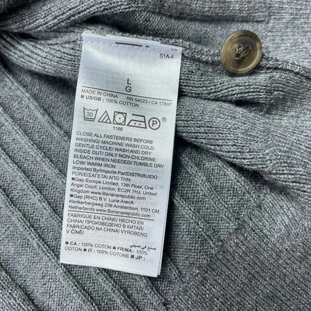 NWT $100 Banana Republic Organic Cotton Ribbed Sweater Polo Long Sleeve Mens L